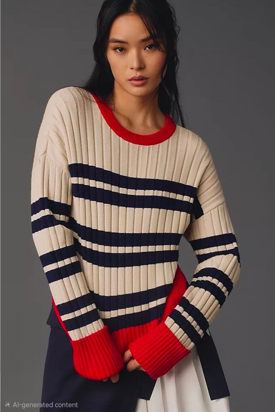 Maeve x Anthropologie Rib Crew Compact Pullover Sweater. Size S. Retails $118